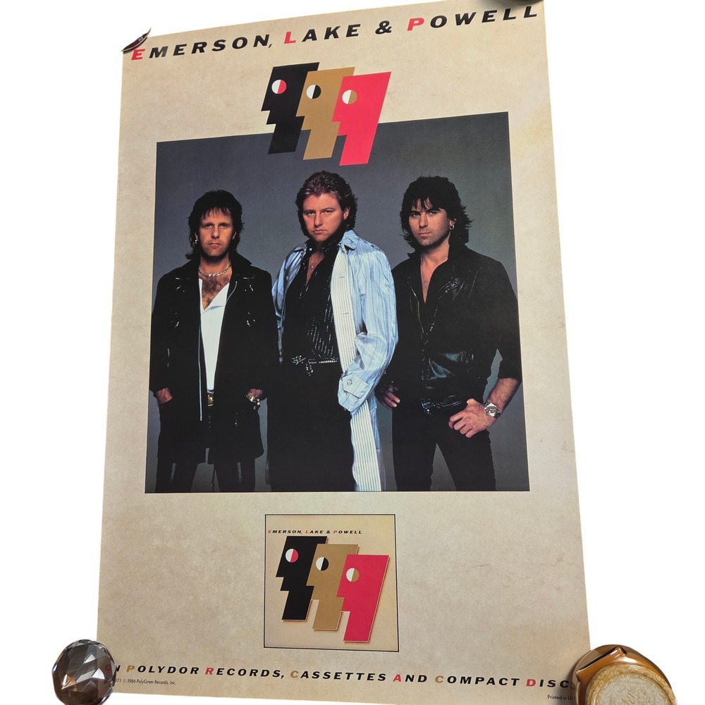 Emerson Lake & Powell Vintage 1986 Promo Album Recird Poster 24x36 PolyGram